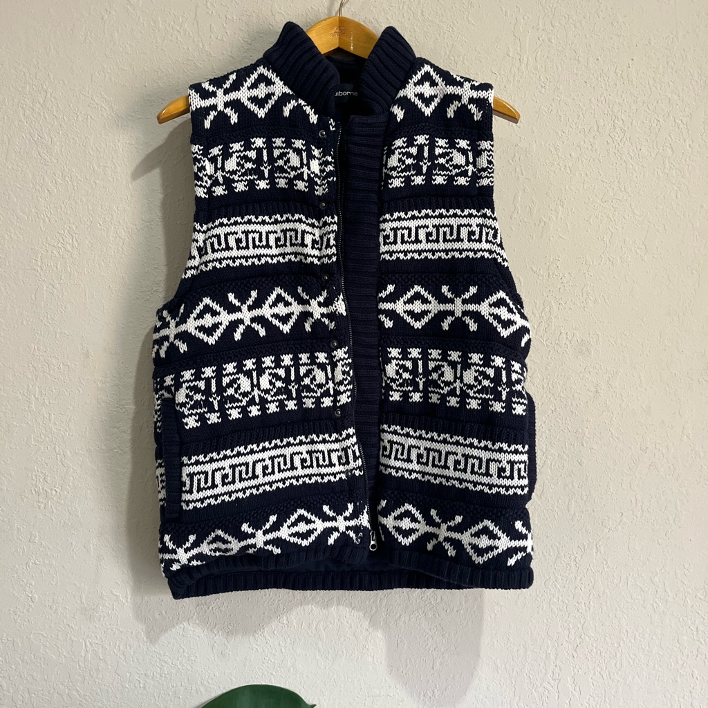 Vintage Fair Isle SweaterPuffer Vest Claiborne Brand
